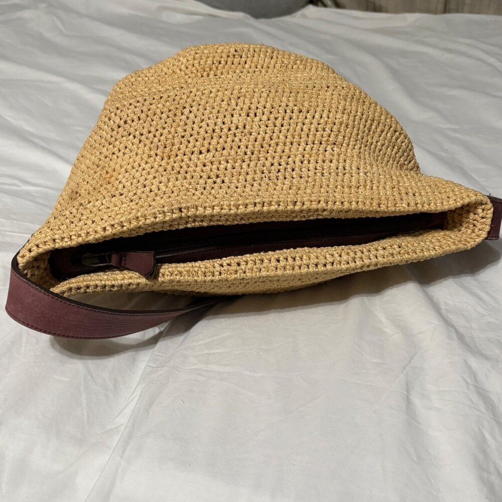 Helen Kaminski Crochet Raffia & Leather Crochet Boho Hobo Shoulder Crossbody Bag - Picture 9 of 16